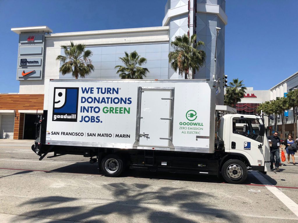 SF Goodwill's fleet of electric trucks promotes environmental sustainability. We're green!