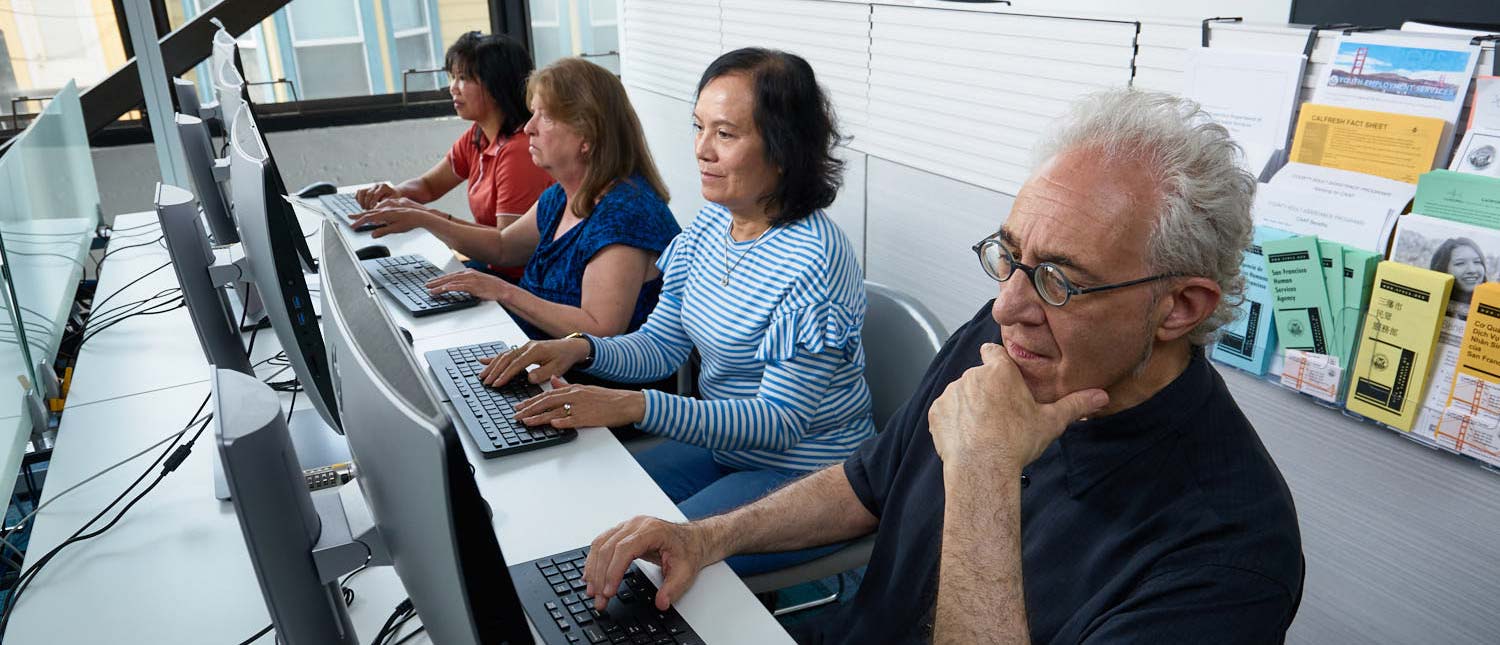 SF Goodwill Career Center participants at computer stations